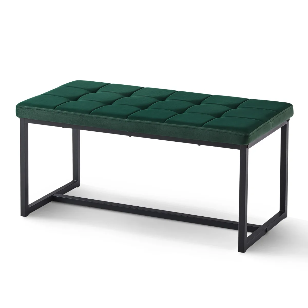 Banc rembourré en velours avec cadre en métal
