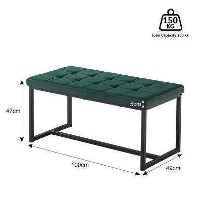 Banc rembourré en velours avec cadre en métal – image 2
