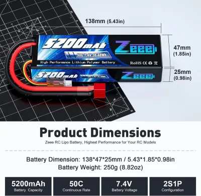 Batterie LiPo 2S 7,4 V 5200 mAh pour voiture RC – image 2