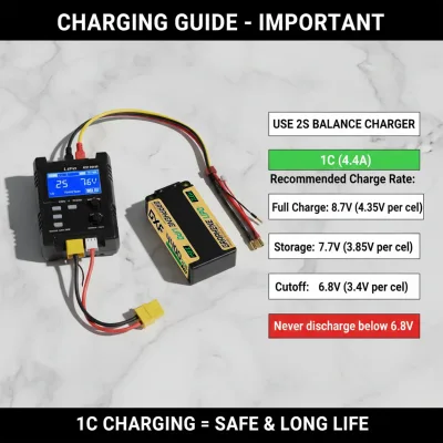 Batterie LiPo 2S 7,6 V 4400 mAh boîtier rigide – image 3