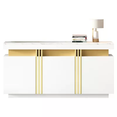 Buffet blanc 3 portes à cloisons réglables – image 3