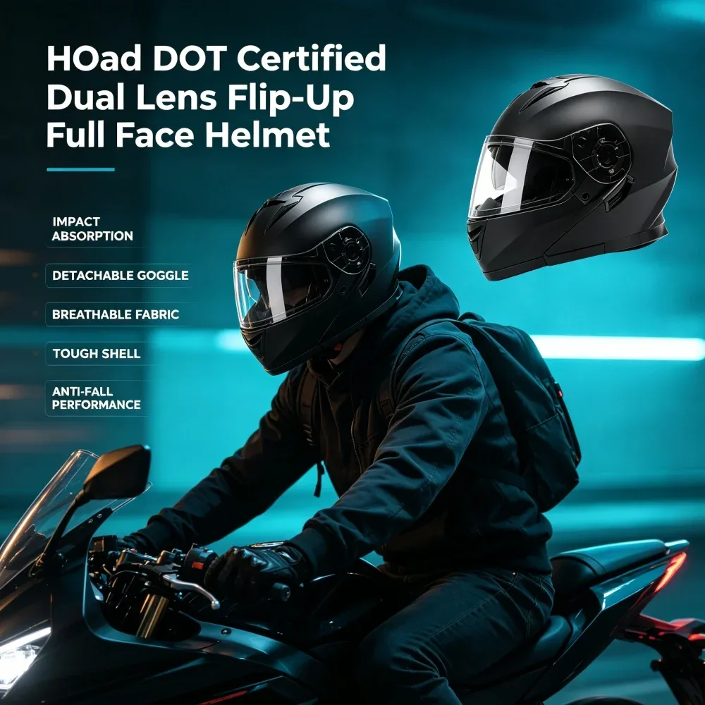 Casque de moto modulable à double visière