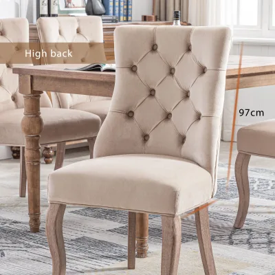 Chaises de salle à manger en velours beige – image 2