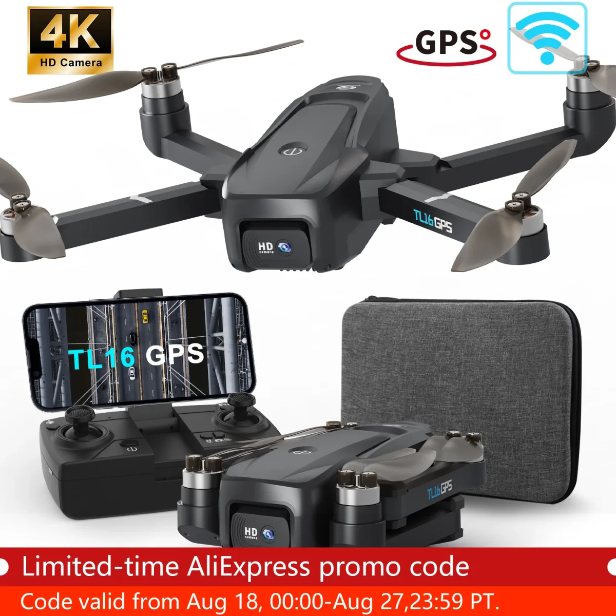 Drone pliable avec caméra 4K et GPS