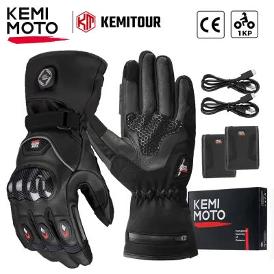 Gants de moto chauffants noirs à batterie