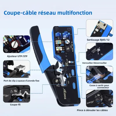 Kit de pince à sertir RJ45 avec 10 connecteurs – image 2