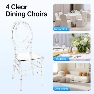 Lot de 4 chaises transparentes en PC