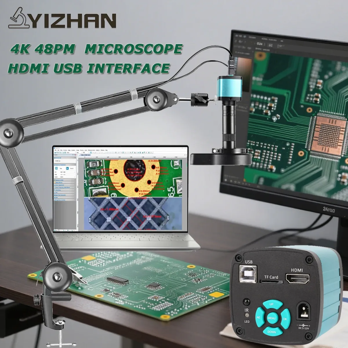 Microscope numérique HDMI USB avec bras articulé