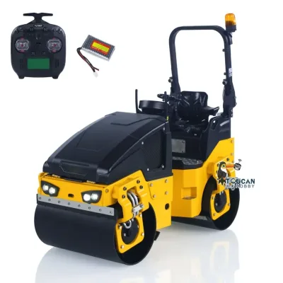 Rouleau compresseur télécommandé 1/14 jaune et noir – image 2