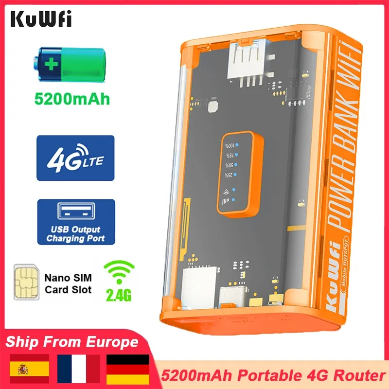 Routeur 4G mobile Wi-Fi, batterie 5200 mAh