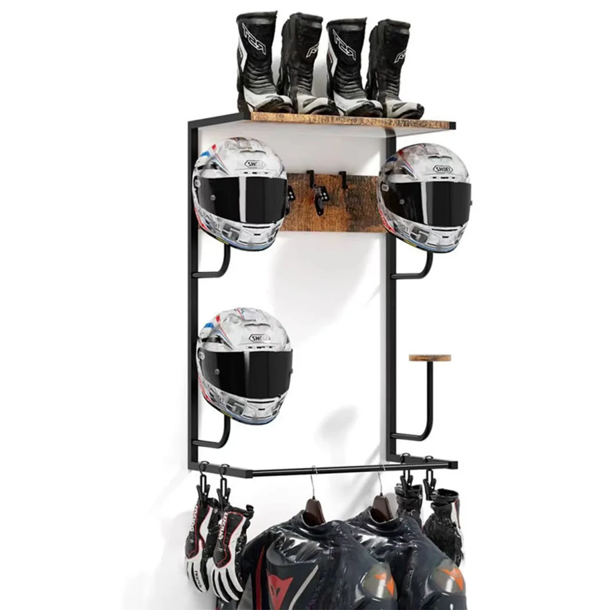 Support mural pour casque de moto, 4 crochets