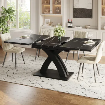 Table à manger extensible 120 cm, noir et blanc