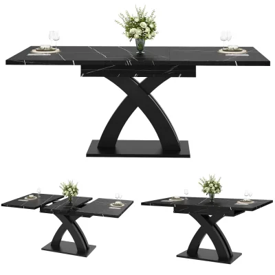 Table à manger extensible 120 cm, noir et blanc – image 3