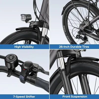 Vélo électrique à cadre bas, roues de 66 cm – image 3