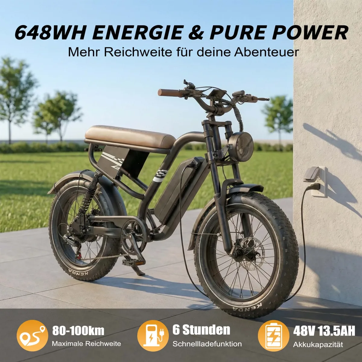 Vélo électrique à pneus larges, 7 vitesses