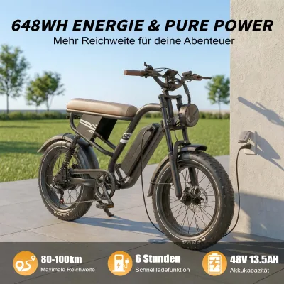 Vélo électrique à pneus larges, 7 vitesses