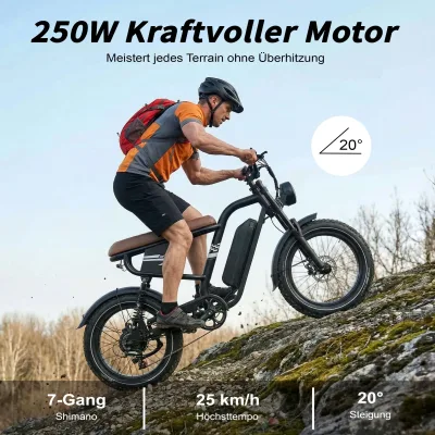Vélo électrique à pneus larges, 7 vitesses – image 2