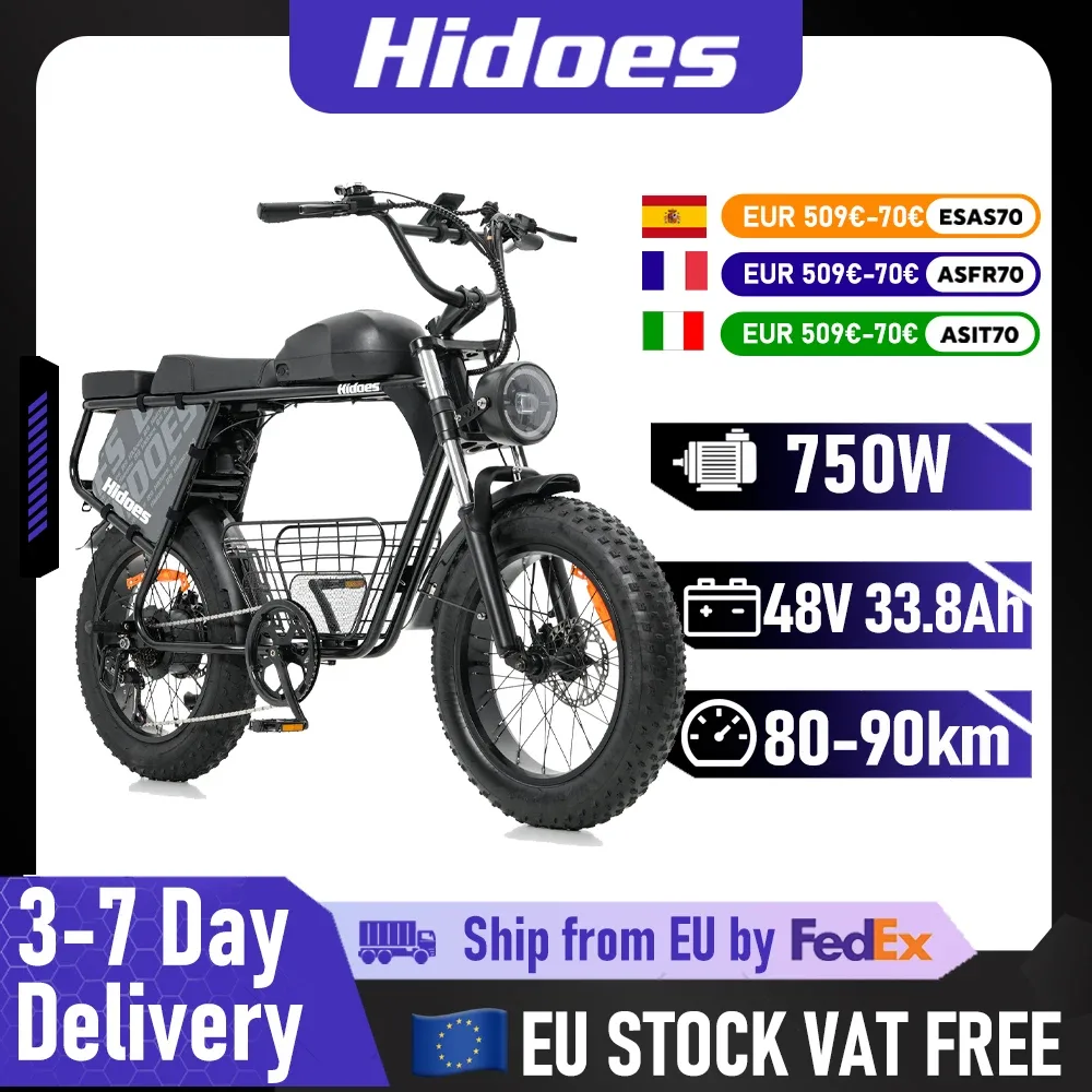 Vélo électrique adulte, pneus larges, 7 vitesses