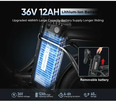 Vélo électrique pliable à batterie amovible – image 3