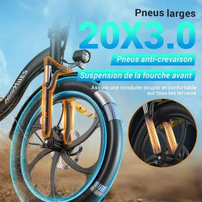 Vélo électrique pliable à gros pneus, 250 W – image 3