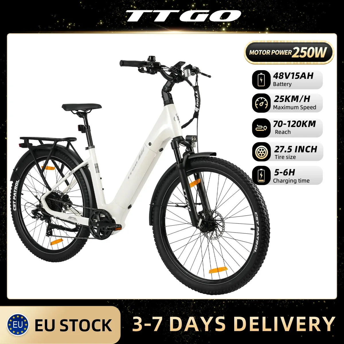 Vélo électrique urbain à 7 vitesses, écran LCD