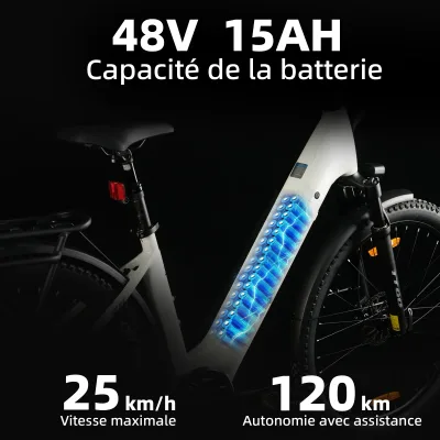 Vélo électrique urbain à 7 vitesses, écran LCD – image 3