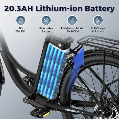 Vélo électrique VTT 7 vitesses batterie amovible – image 3
